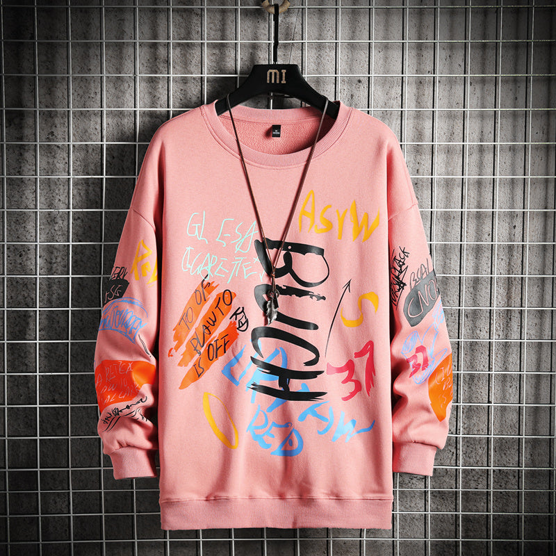 SingleRoad mens crewneck sweatshirt in oversized Harajuku hip hop style