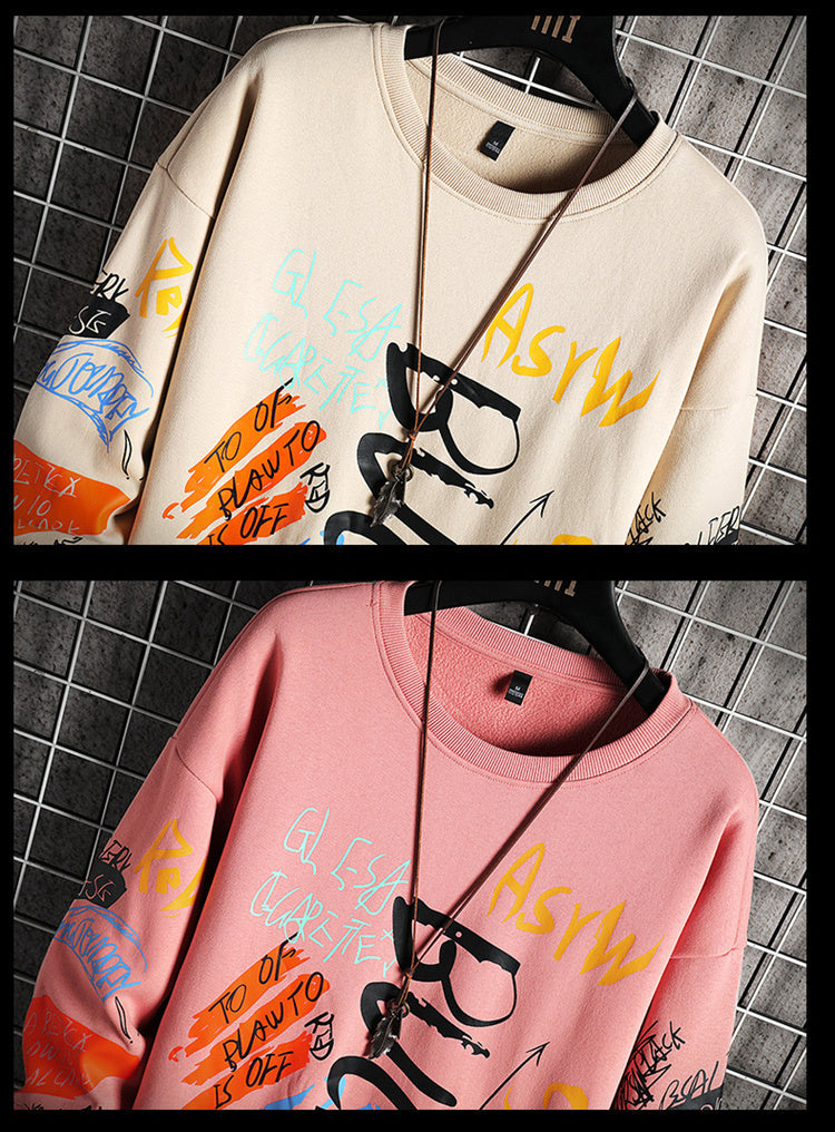 SingleRoad mens crewneck sweatshirt in oversized Harajuku hip hop style