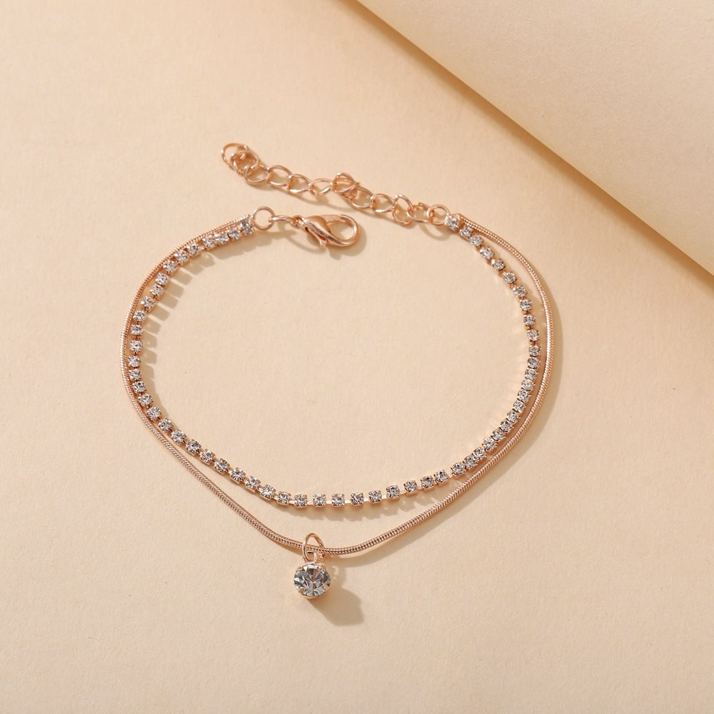 Bohemian Beads Anklets with cubic zirconia accents for women’s ankle jewelry