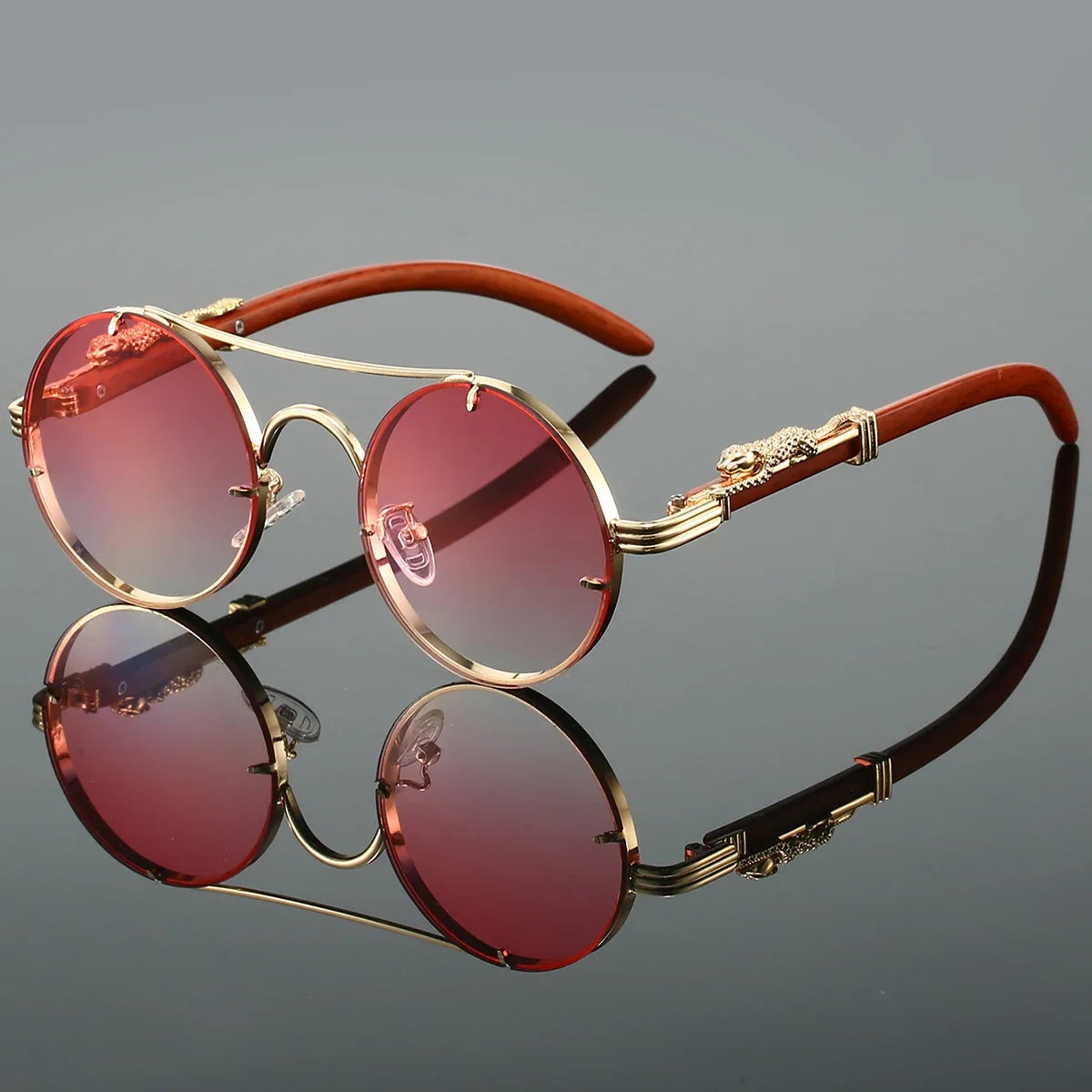 Unisex vintage round sunglasses - UV400 steampunk style - trendora-