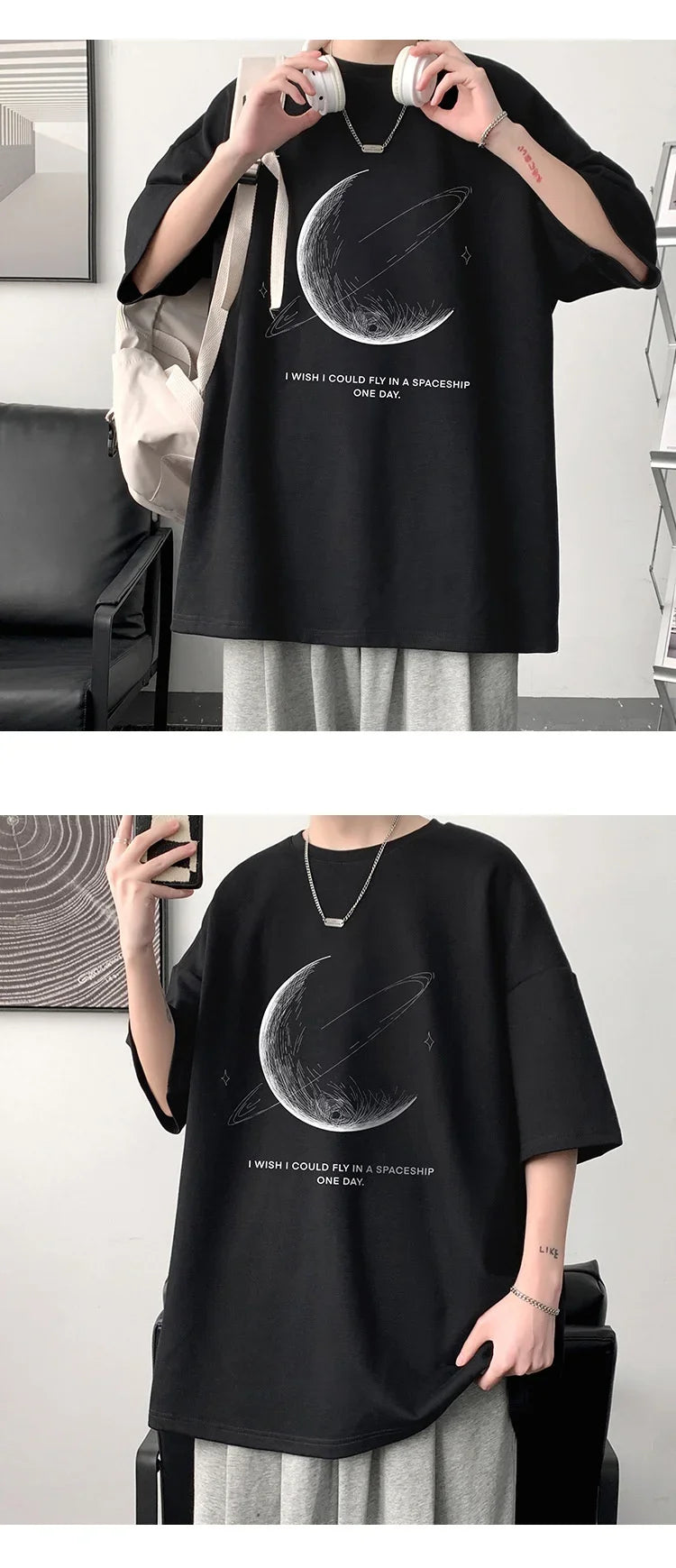 Men's oversized cotton T-shirt - breathable trendy & comfortable