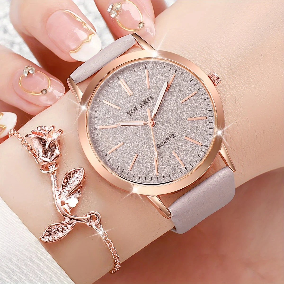 Elegant Rose Gold Women’s Watch Set