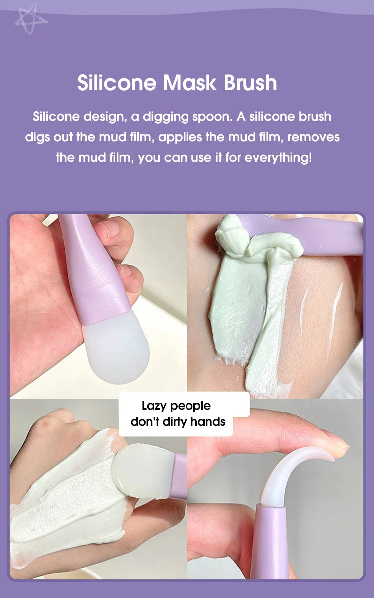 Double-ended silicone face mask brush-soft & reusable skin care tool