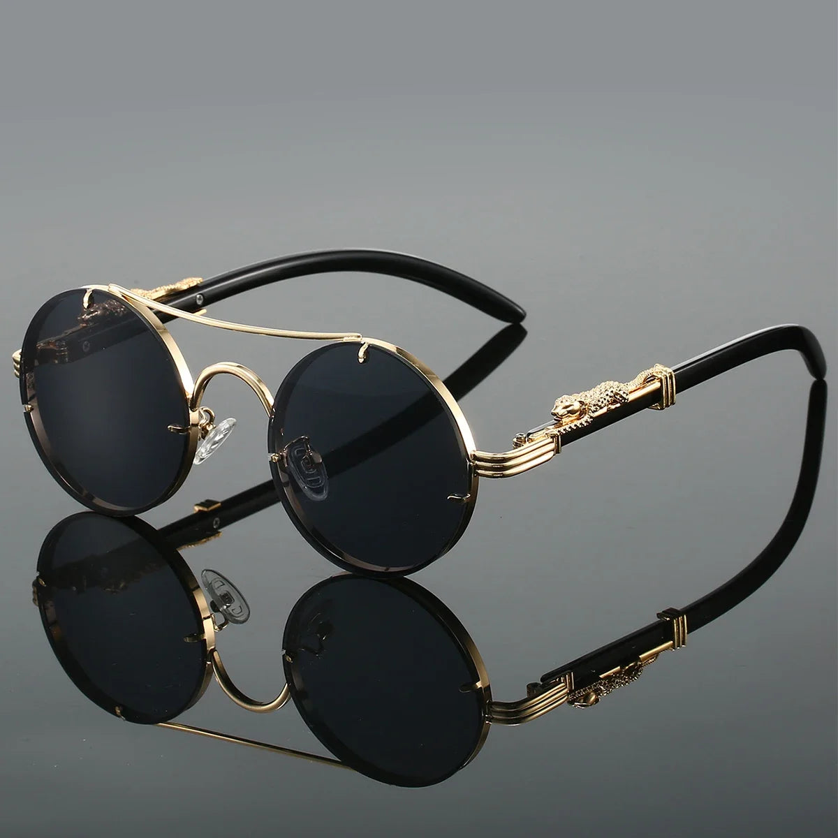 Unisex vintage round sunglasses - UV400 steampunk style - trendora-
