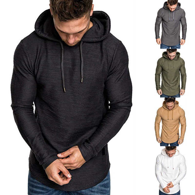 Men hoodie sweatshirt with slim fit, long sleeves, and gym-ready casual style