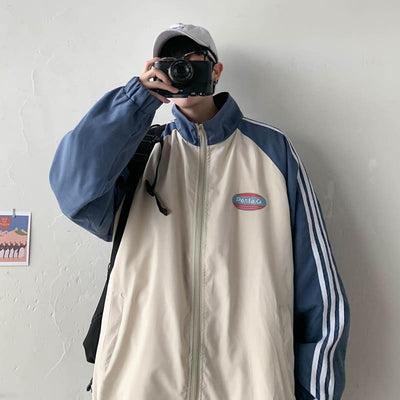 Men’s casual clothes autumn coat with lapel collar and loose Korean tooling design