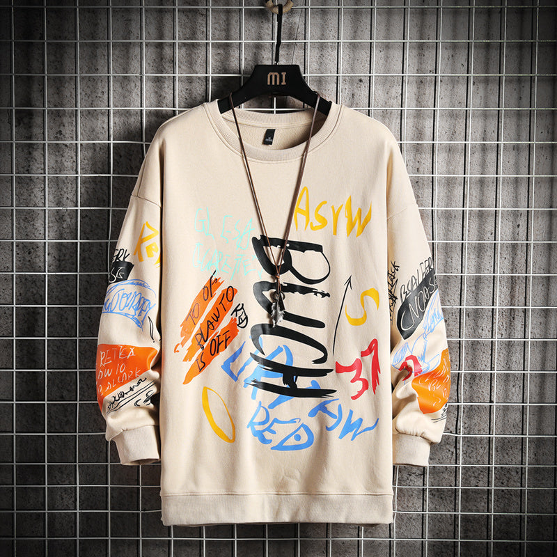 SingleRoad mens crewneck sweatshirt in oversized Harajuku hip hop style