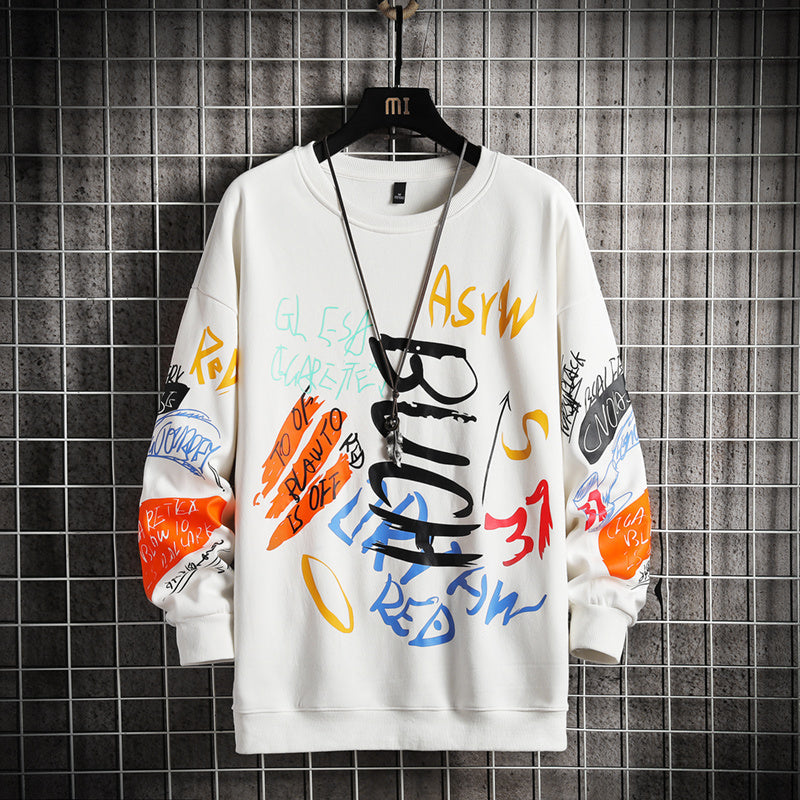 SingleRoad mens crewneck sweatshirt in oversized Harajuku hip hop style