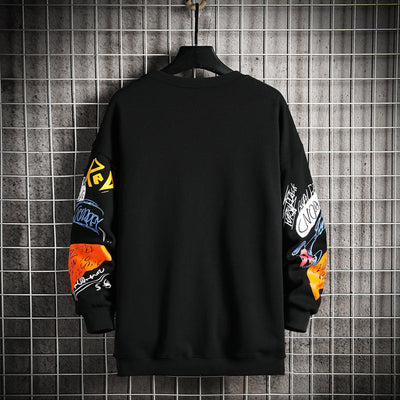 SingleRoad mens crewneck sweatshirt in oversized Harajuku hip hop style