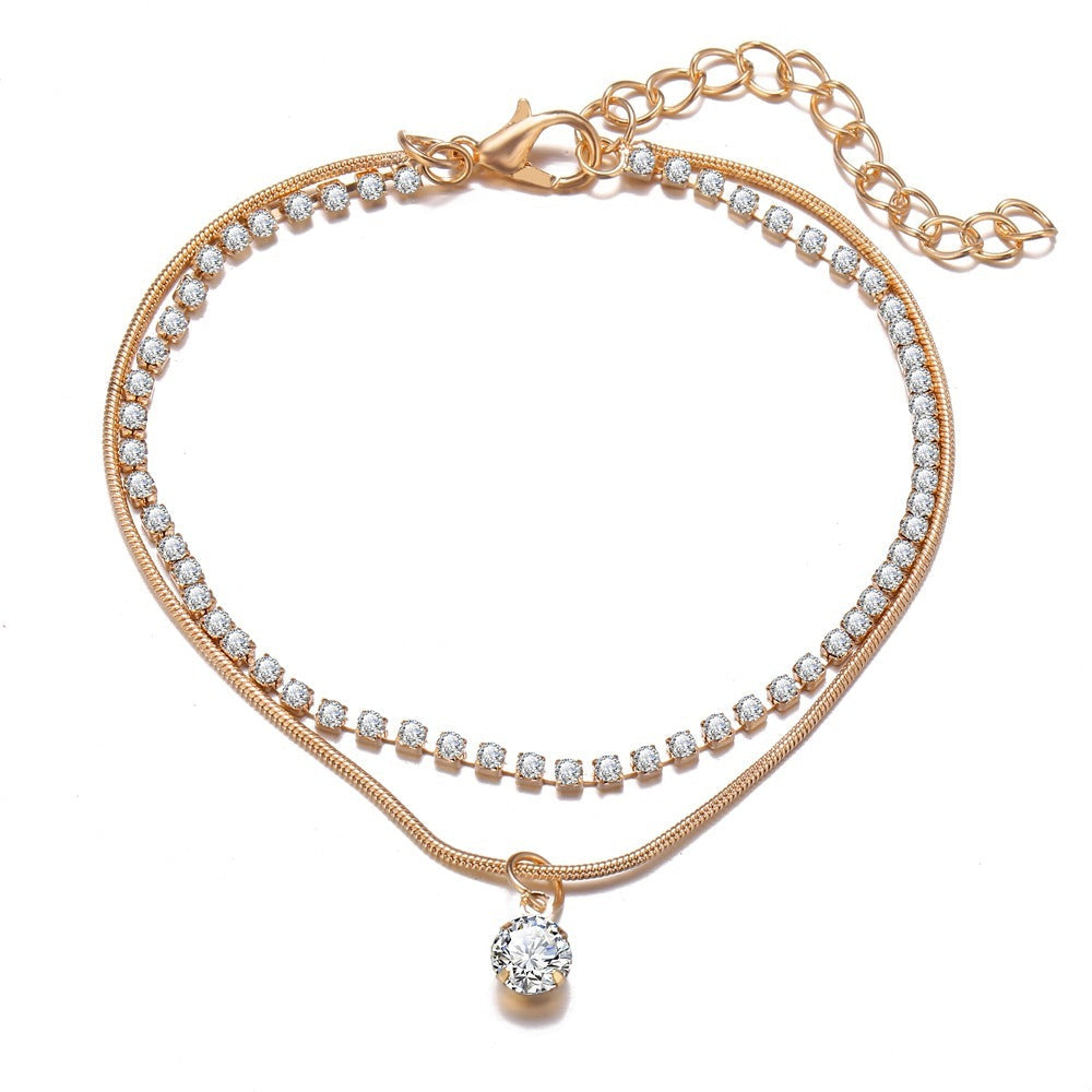 Bohemian Beads Anklets with cubic zirconia accents for women’s ankle jewelry