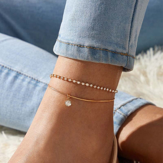Bohemian Beads Anklets with cubic zirconia accents for women’s ankle jewelry