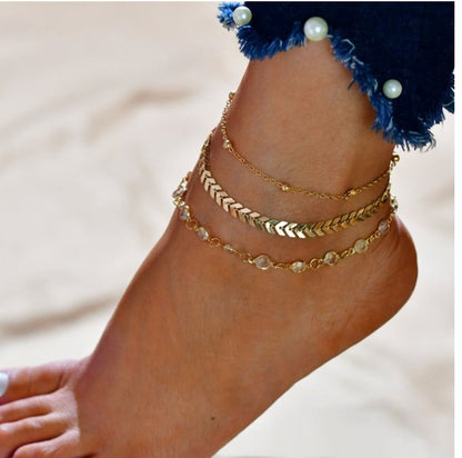 Bohemian Beads Anklets with cubic zirconia accents for women’s ankle jewelry