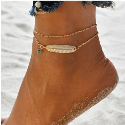 Bohemian Beads Anklets with cubic zirconia accents for women’s ankle jewelry