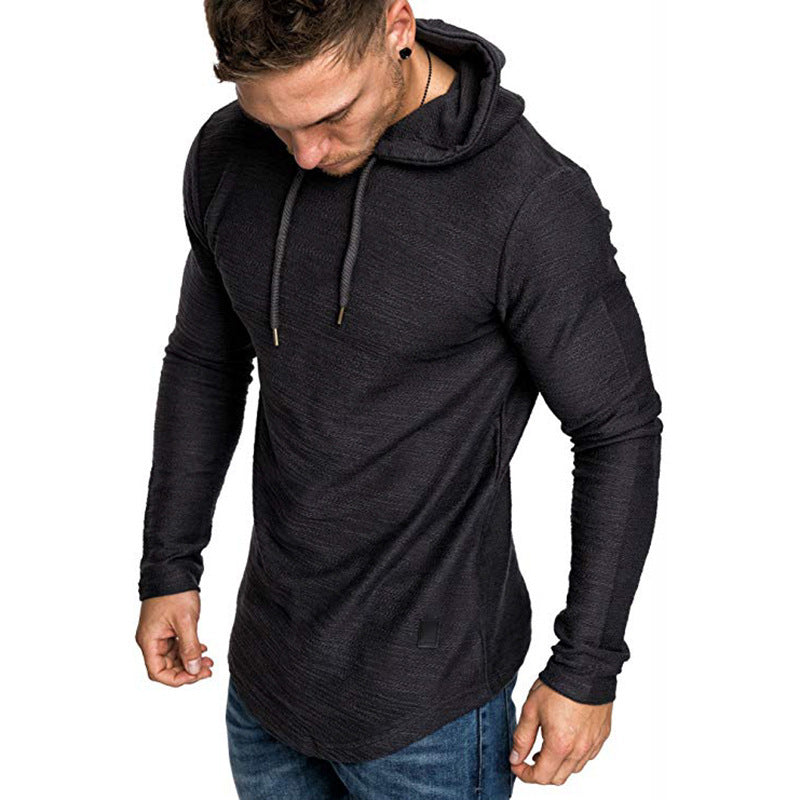 Men hoodie sweatshirt with slim fit, long sleeves, and gym-ready casual style