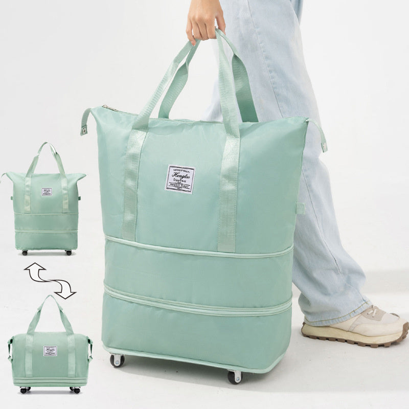Universal wheel travel bag with large capacity, wet/dry separation, and rolling wheels
