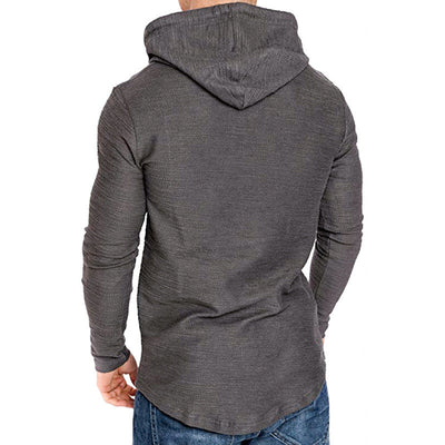 Men hoodie sweatshirt with slim fit, long sleeves, and gym-ready casual style
