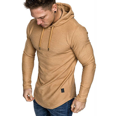 Men hoodie sweatshirt with slim fit, long sleeves, and gym-ready casual style
