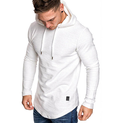 Men hoodie sweatshirt with slim fit, long sleeves, and gym-ready casual style