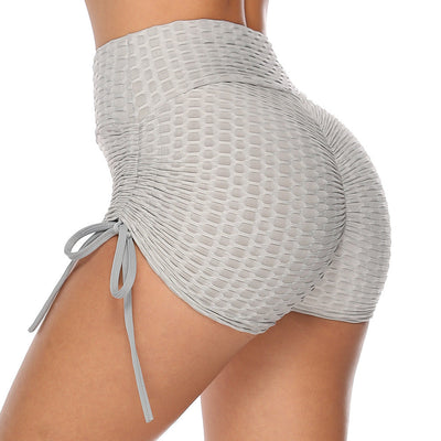 Drawstring Shorts with textured butt lift design for fitness and yoga workouts