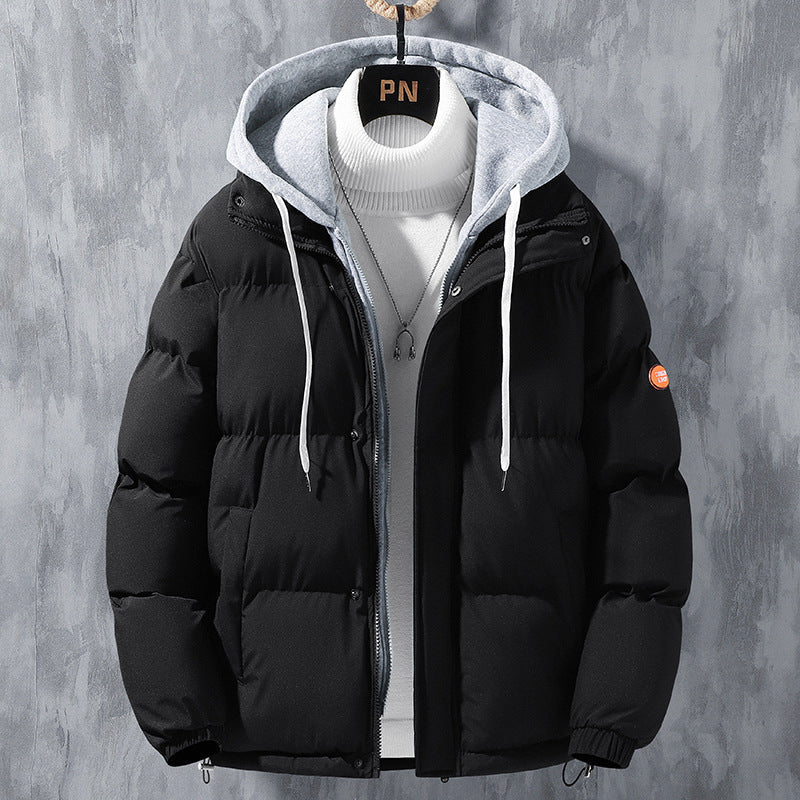 Fashion hooded jacket men winter coat with thick cotton and two-piece design