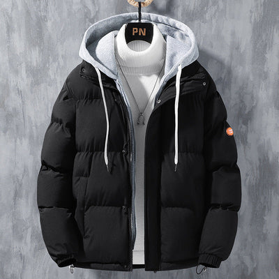 Fashion hooded jacket men winter coat with thick cotton and two-piece design