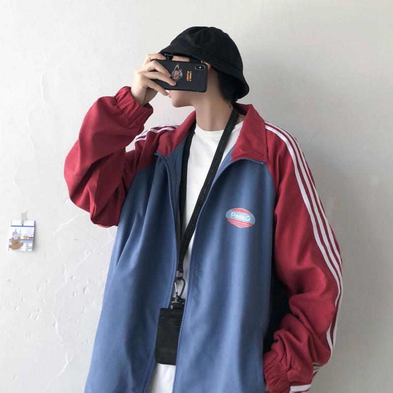 Men’s casual clothes autumn coat with lapel collar and loose Korean tooling design