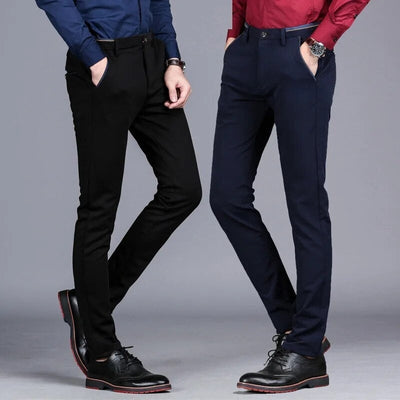 Slim fit stretch pencil pants Korean style formal suit trousers for men