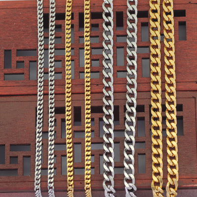 3mm stainless steel Cuban chain for men with European American street style