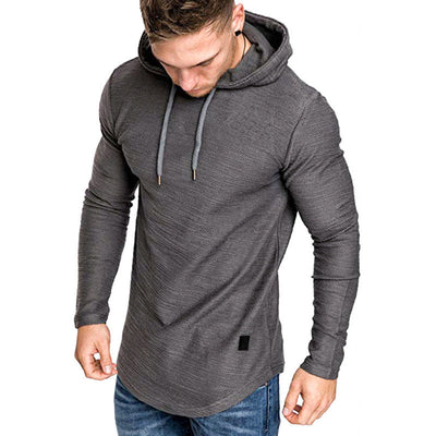 Men hoodie sweatshirt with slim fit, long sleeves, and gym-ready casual style