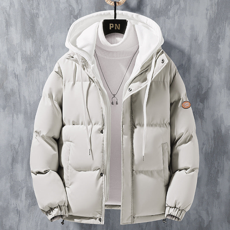 Fashion hooded jacket men winter coat with thick cotton and two-piece design