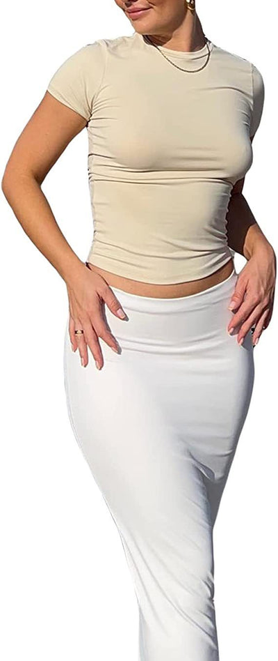 Casual short sleeve T shirt solid slim fit with round neck in multiple colors