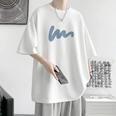Mens oversized cotton T-shirt breathable trendy comfortable