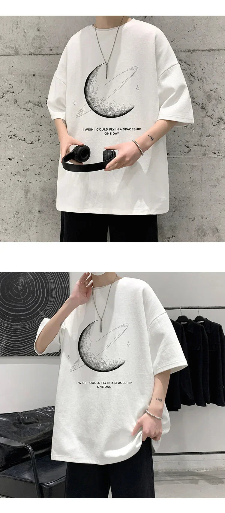 Men's oversized cotton T-shirt breathable trendy comfortable
