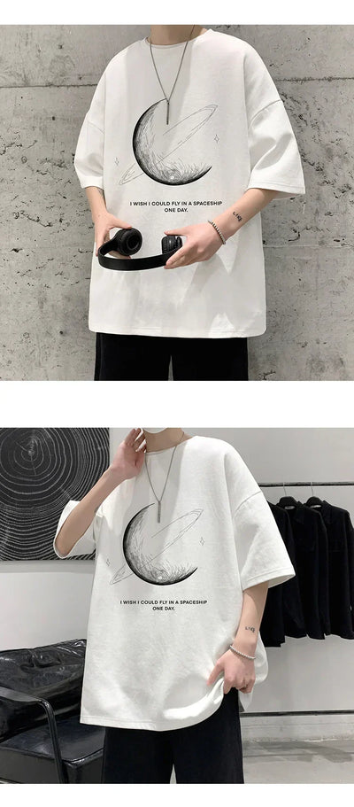 Men's oversized cotton T-shirt breathable trendy comfortable
