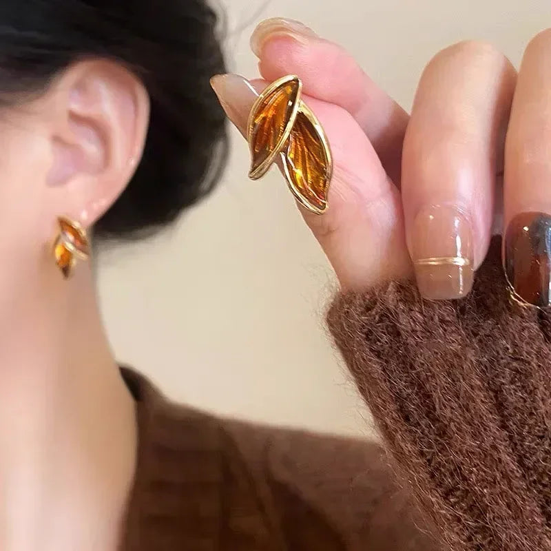 Elegant Korean Leaf Earrings