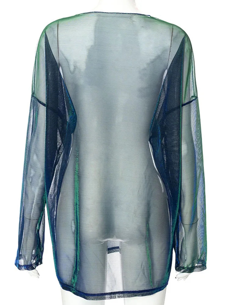 sheer mesh long sleeve top sleeve detail