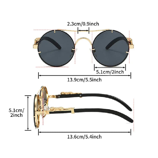 Unisex vintage round sunglasses - UV400 steampunk style - trendora-