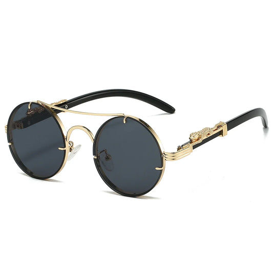Unisex vintage round sunglasses - UV400 steampunk style - trendora-