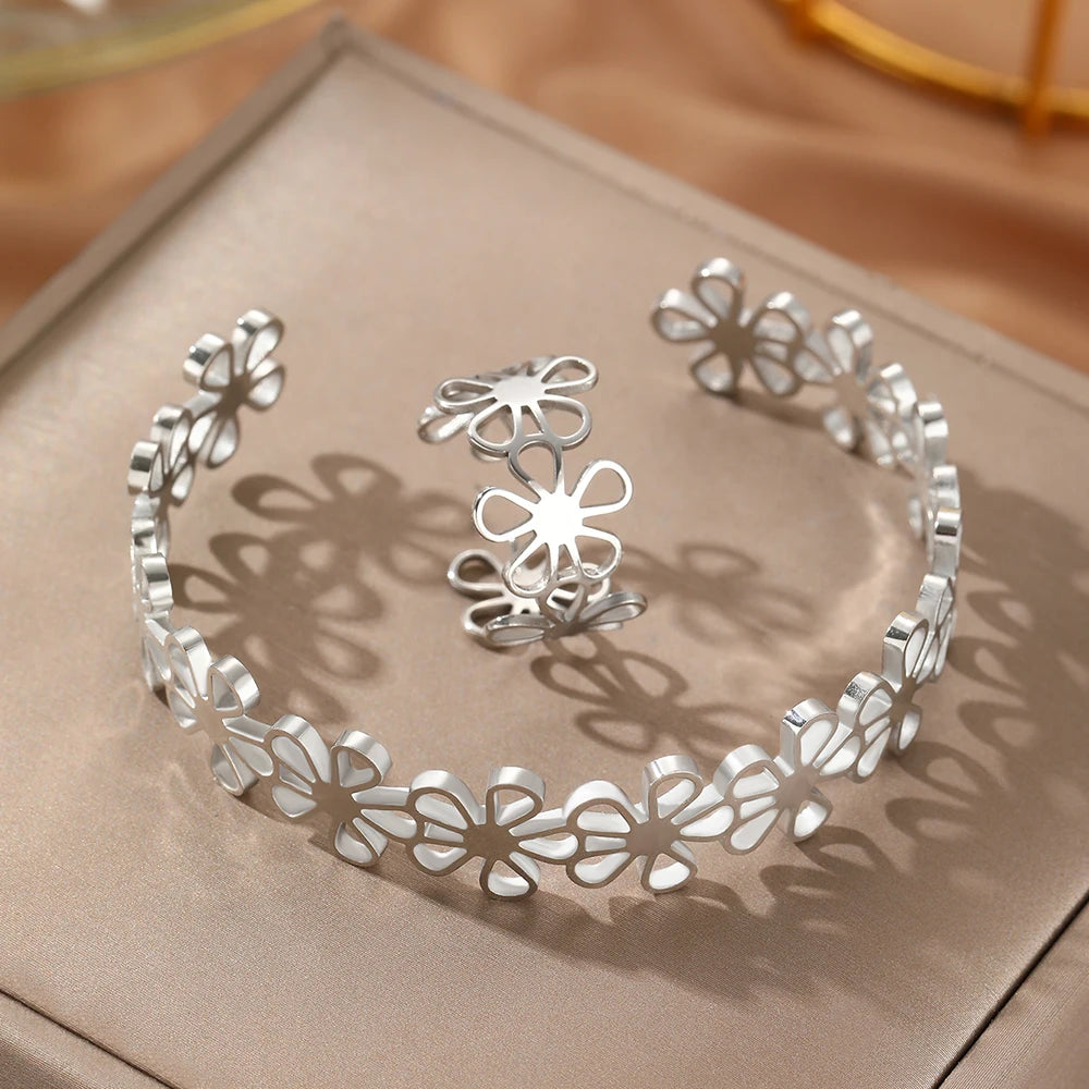 Flower Bracelet & Ring Set