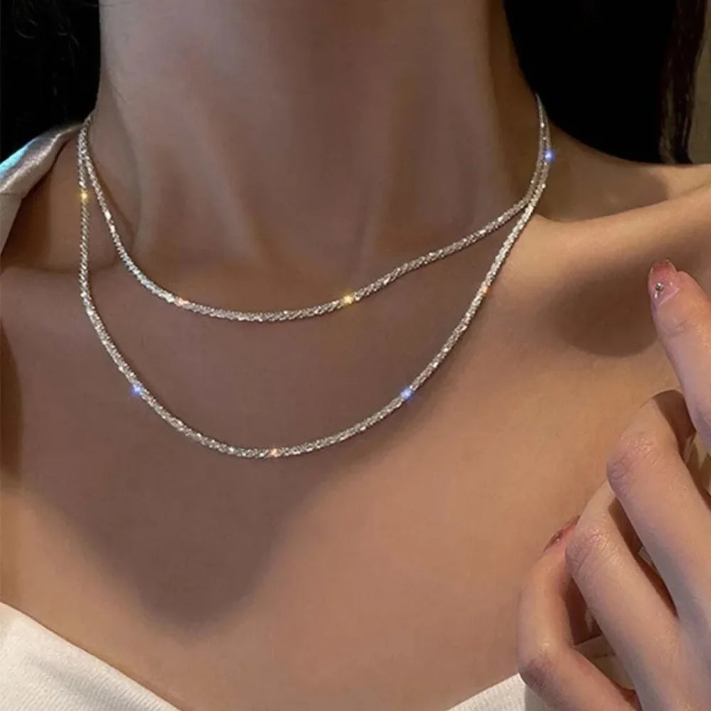 Luna Layered Silver Necklace