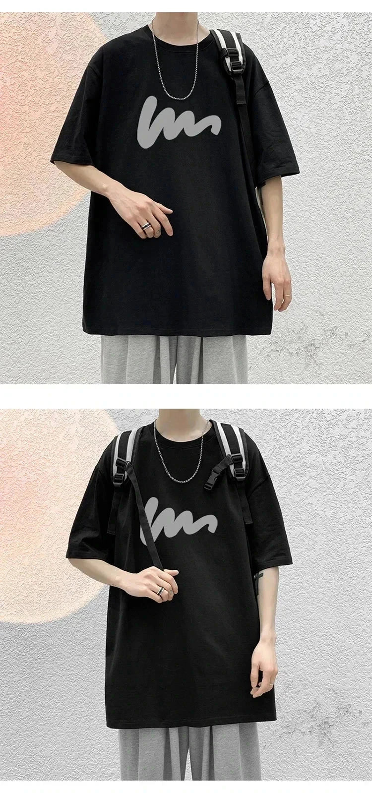 Men's oversized cotton T-shirt breathable trendy comfortable