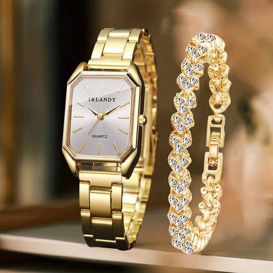 Trendora Aurelia Gold Watch & Bracelet Set