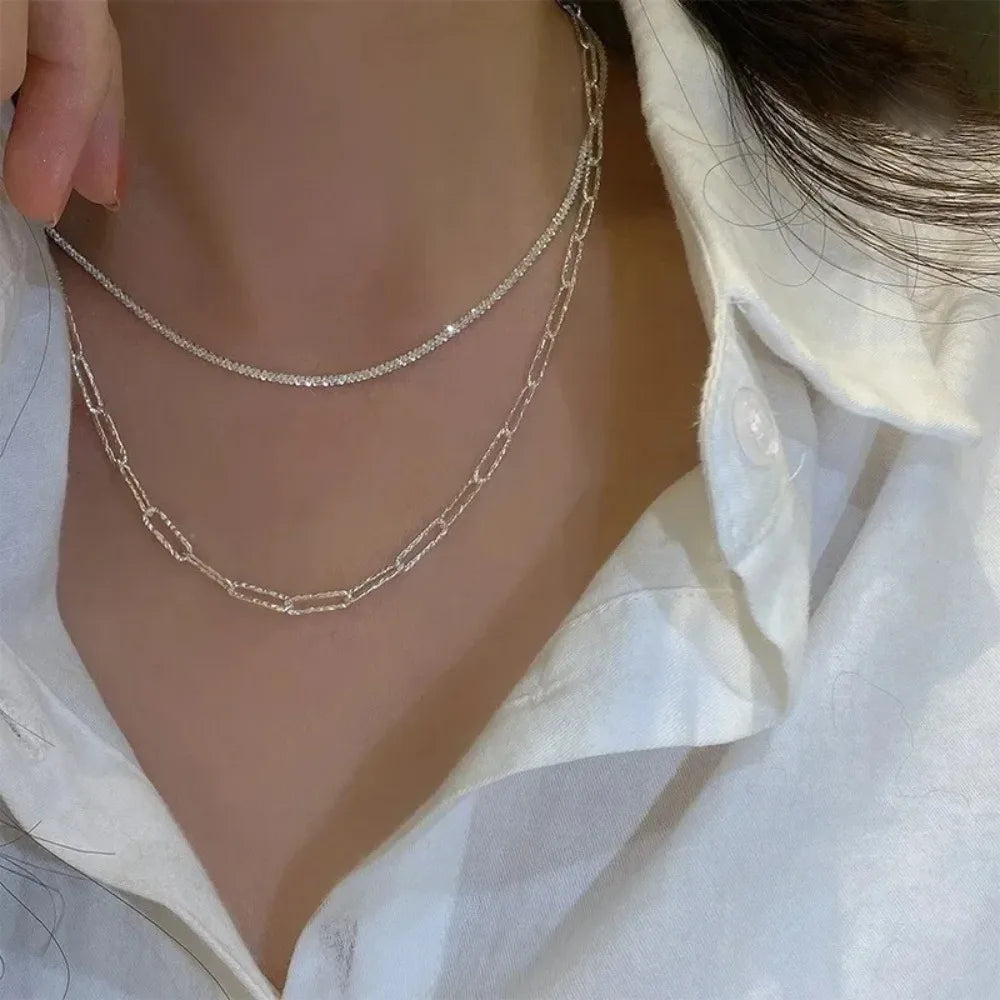Luna Layered Silver Necklace
