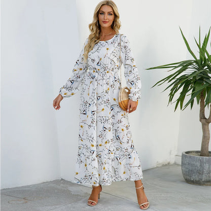 Elegant Women Maxi Dress – Casual Floral Long Sleeve Dress
