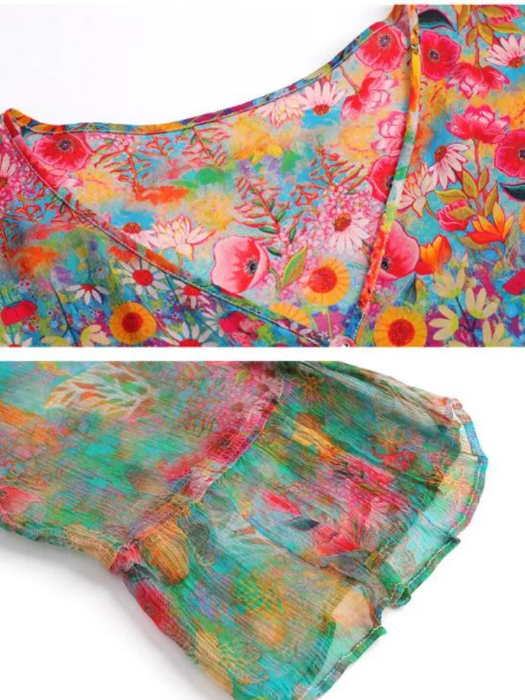 Boho Floral Chiffon Maxi Dress