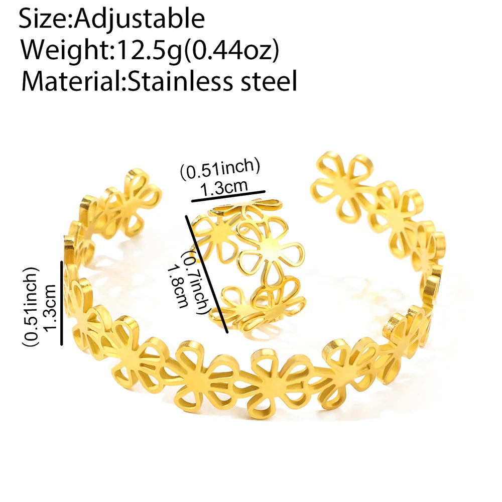 Flower Bracelet &amp; Ring Set