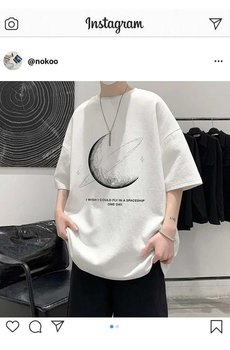 Men's oversized cotton T-shirt breathable trendy comfortable