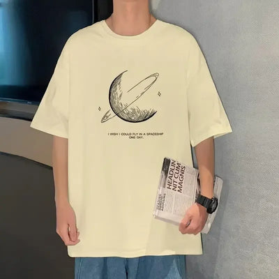 Men's oversized cotton T-shirt breathable trendy comfortable