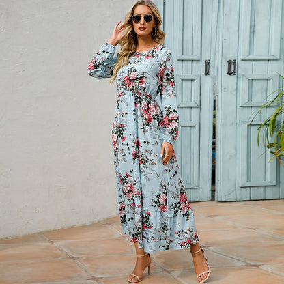 Elegant Women Maxi Dress – Casual Floral Long Sleeve Dress