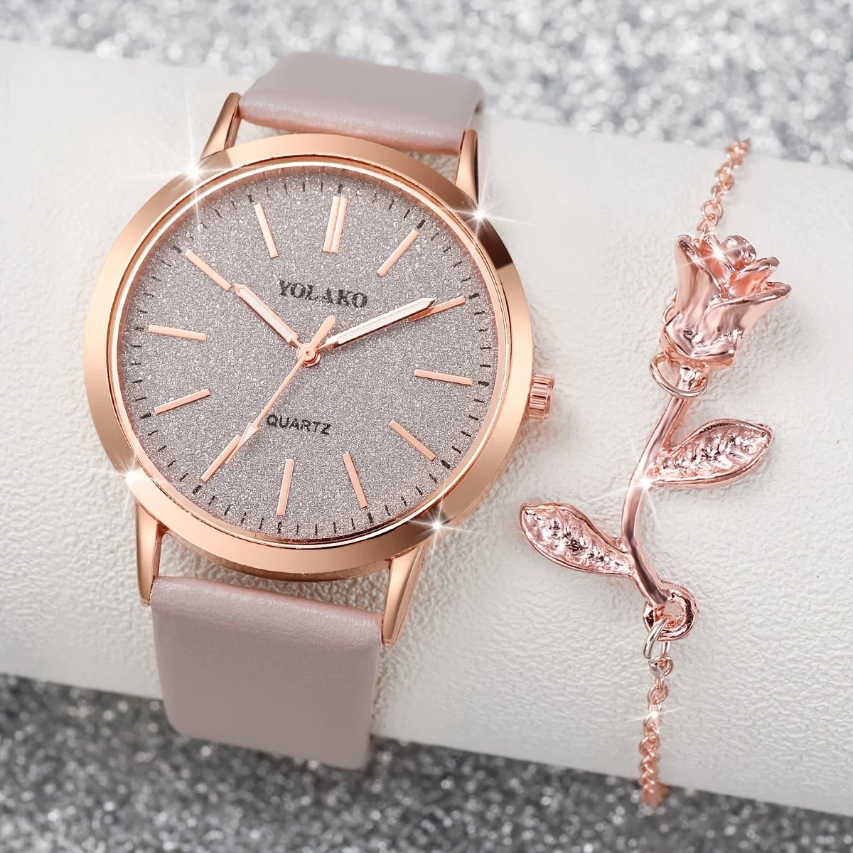 Elegant Rose Gold Women’s Watch Set